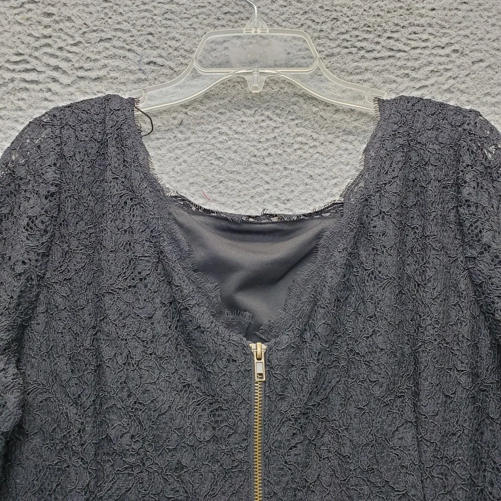 Adrianna Papell Sheath Dress Women 14W Black Crochet Lace Overlay Lined Back Zip